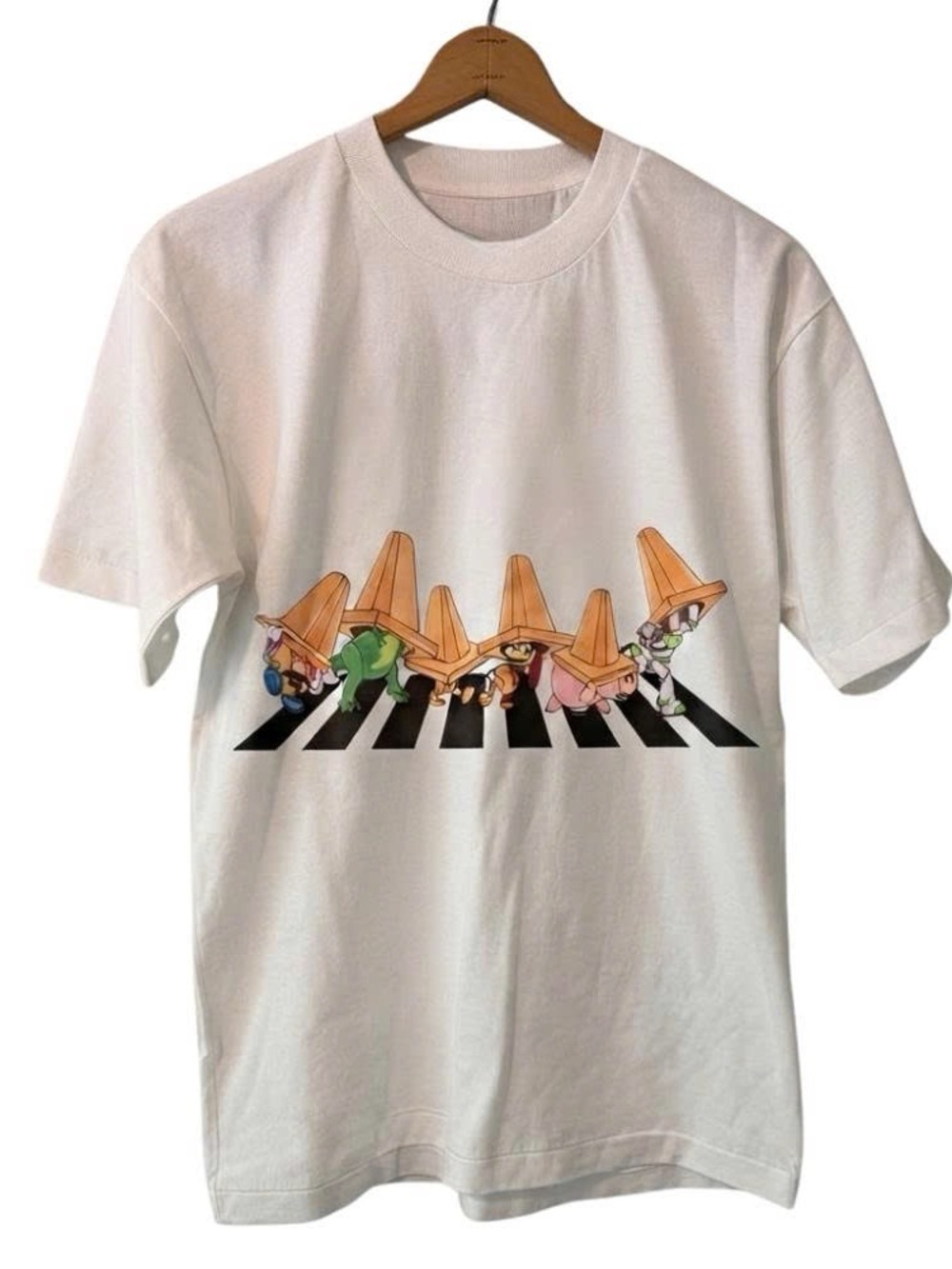 Kids White Graphic Tee with Cartoon Cone Characters